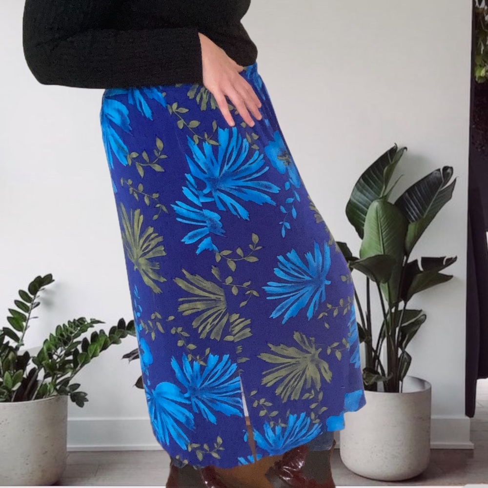 Vintage 90's Maxi Tropical Floral Hawaiian Skirt